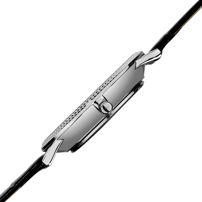 August Steiner Men's GMT Leather Silver-Tone Strap Quartz Watch