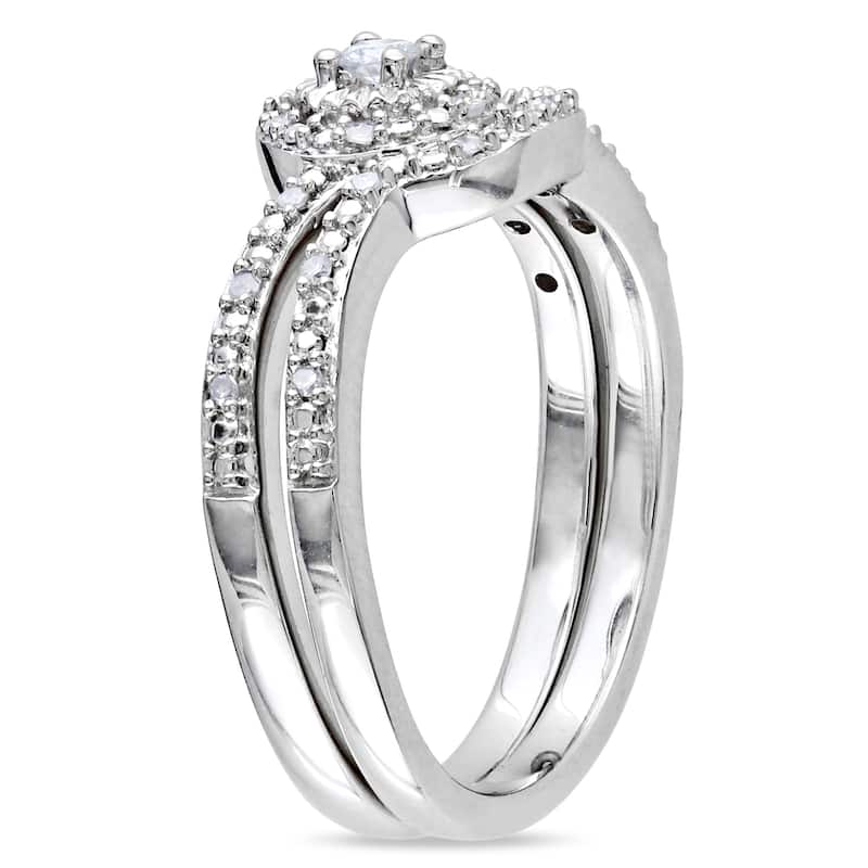 Miadora Sterling Silver 1/7ct TDW Diamond Bridal Ring Set