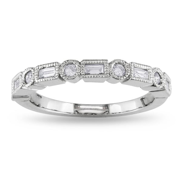 Miadora 14k White Gold 1/4ct TDW Diamond Semi Eternity Ring (G H, I1