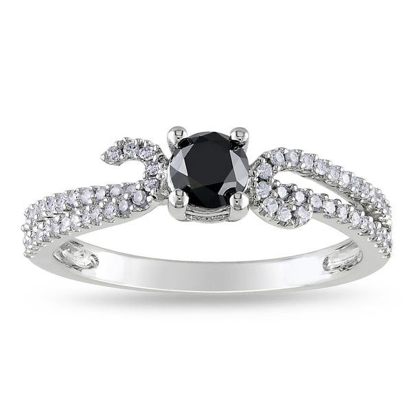 Miadora 14k White Gold 3/4ct TDW Black and White Diamond Ring