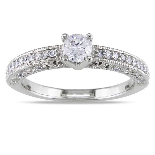 Shop Miadora 14k White Gold 12ct Tdw Diamond High Polished Engagement Ring G H I1 I2 Free