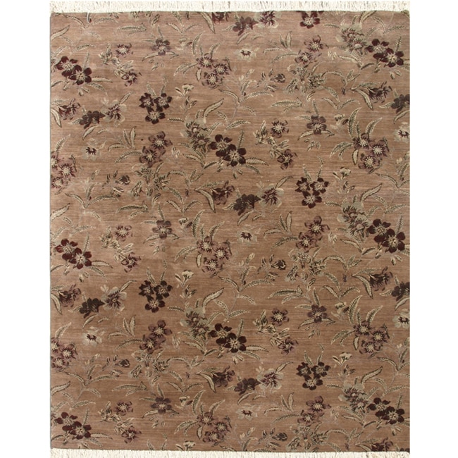 Hand knotted Oriental Pale Lilac Wool Rug (8 X 10)