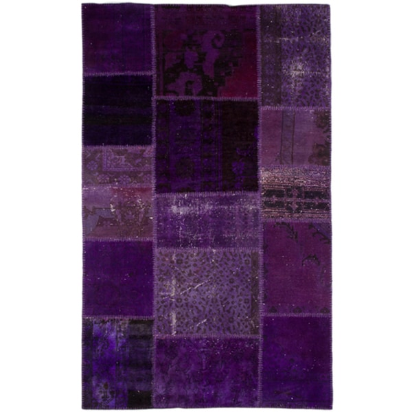 Hand-knotted Solid Deep Plum Wool Rug (5' x 8') - Overstock - 7254056