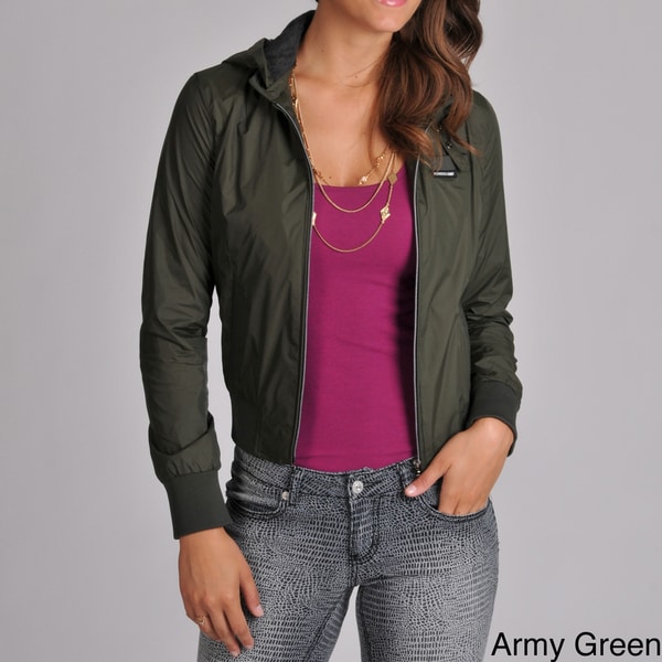 Members Only Women's Classic Nylon Hoodie Bomber with Jersey Hood ...