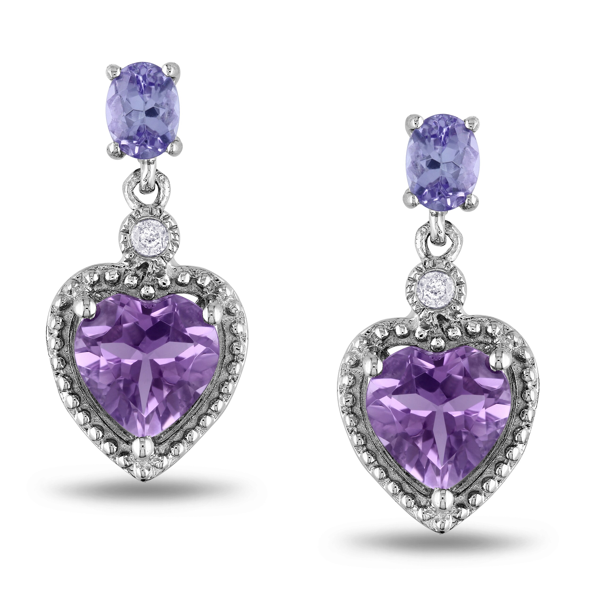 Shop Miadora Sterling Silver Multi-gemstone and Diamond Earrings (H-I ...