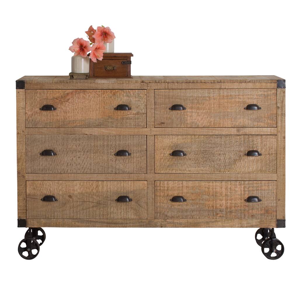 Handmade 6-drawer Industrial Mango Wood Dresser (India)