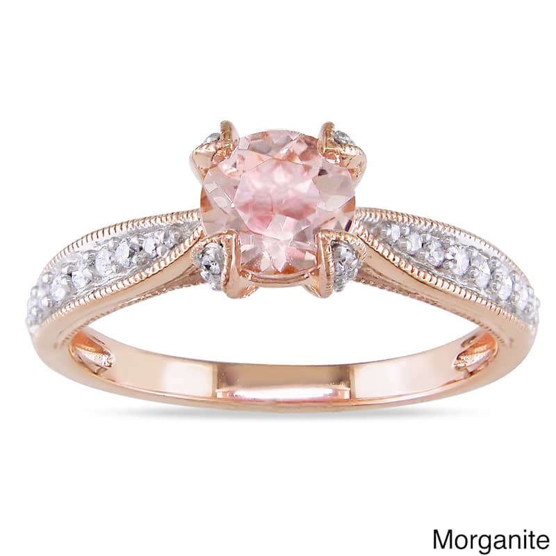 Miadora Silver Gemstone and 1/5ct TDW Diamond Engagement Ring (G-H, I1-I2)