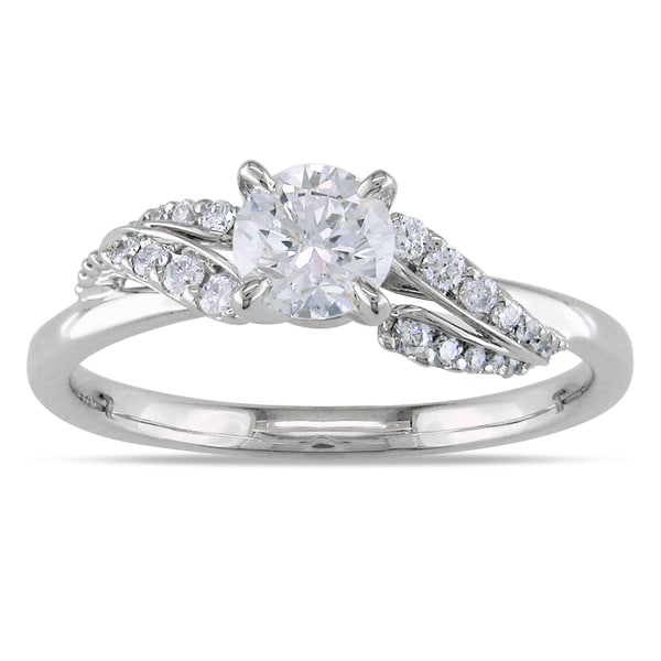 Miadora 14k White Gold 5/8ct TDW Diamond Engagement Ring (G H, I1 I2) Miadora One of a Kind Rings