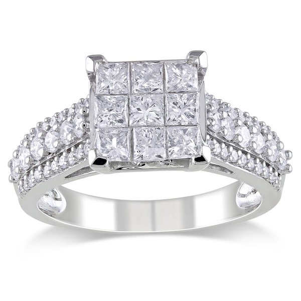 Miadora 10k White Gold 1 1/2ct TDW Diamond Engagement Ring