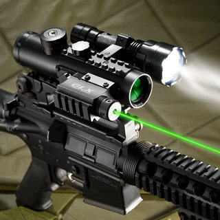 Barska 4x30 IR Electro Sight With Green Laser and 210 LUM Flashlight ...