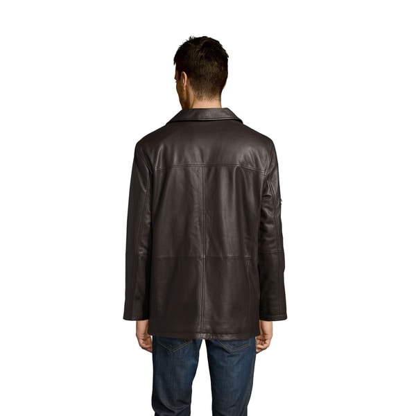 Excelled Men's Lamb Leather Car Coat M Size in Black (As Is Item