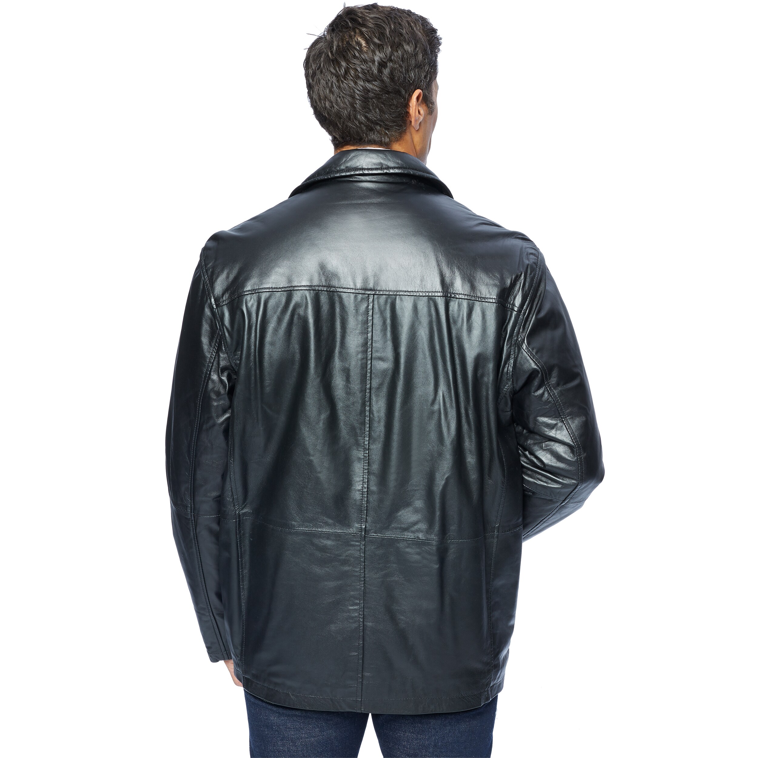 Excelled Men's Lamb Leather Car Coat M Size in Black (As Is Item
