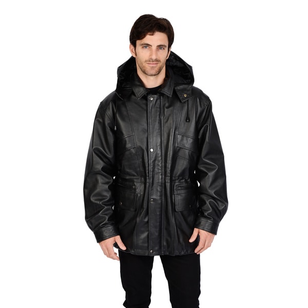 Shop Excelled Men's Big & Tall Removable Hood Leather Parka - Free ...