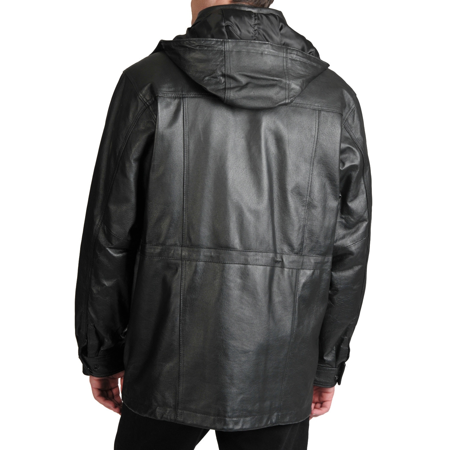 Excelled Men's Leather Parka with Removable Hood | eBay