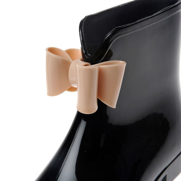 Solid Bow Detail Rubber Ankle Rain boot 