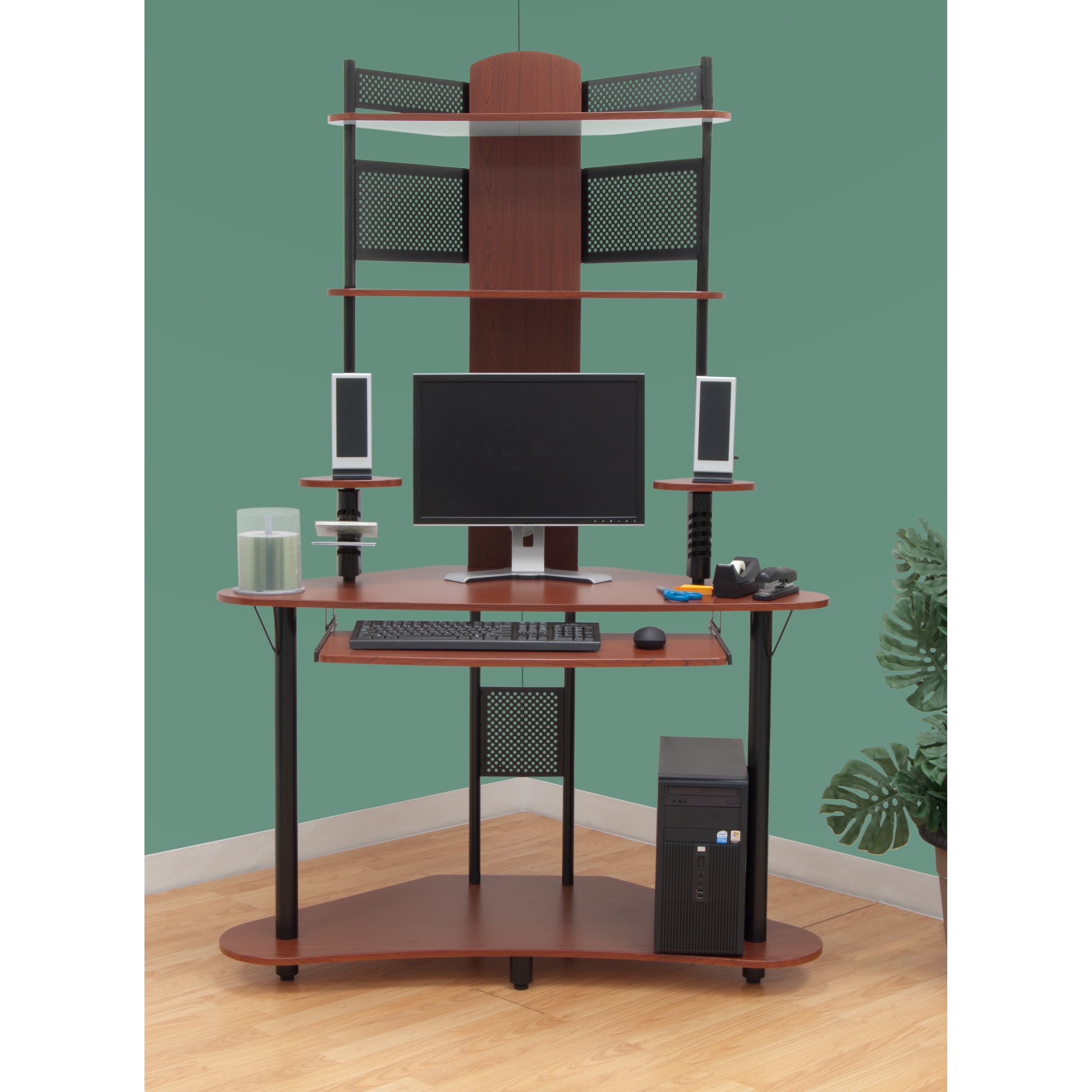 Shop Calico Designs Arch Corner Computer Desk With Hutch Tower