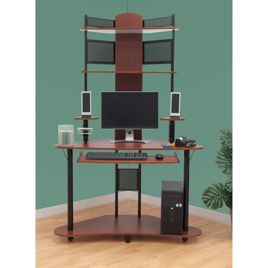 Calico Designs Arch Corner Computer Desk with Hutch / Tower