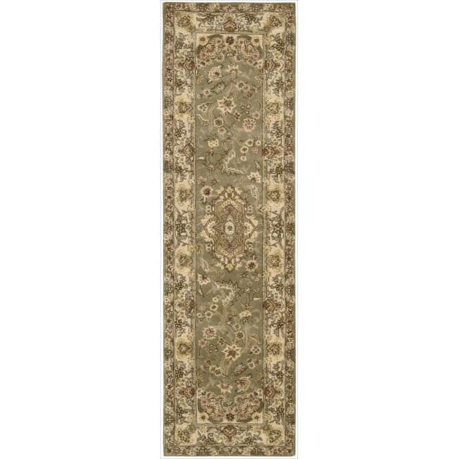 Nourison 2000 Traditional Hand tufted Tabriz Green Rug (23 X 8)