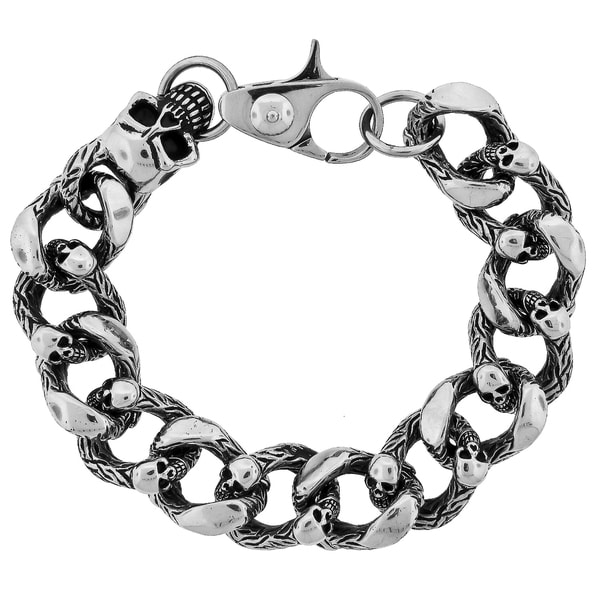 White Stainless Steel bracelet Men's chain 8.5 in Polished Large Link