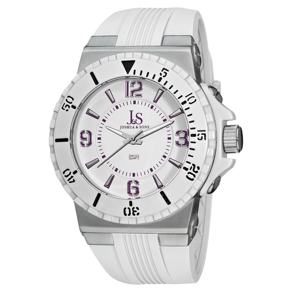 Joshua & Sons Men's Bold Swiss Quartz White Strap Watch