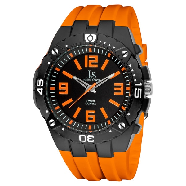 Joshua & Sons Bold Swiss Quartz Orange Silicone Strap Watch Joshua & Sons Men's Joshua & Sons Watches