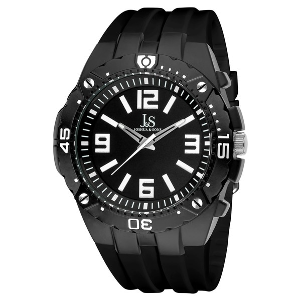 Joshua & Sons Bold Swiss Quartz Black Silicone Strap Watch