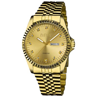 August Steiner Men's Diamond Watch with Stainless Steel Bracelet