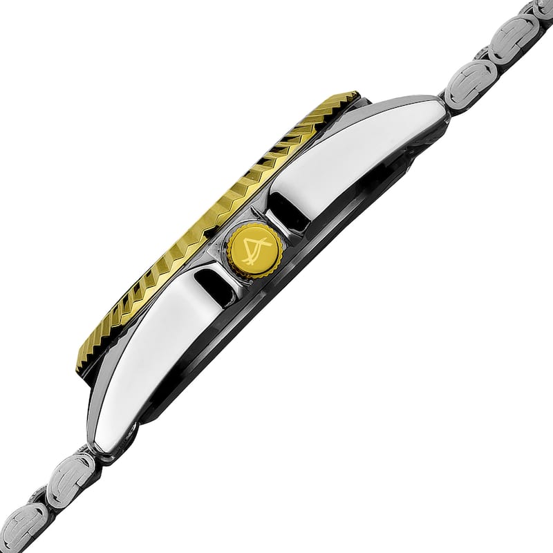 August Steiner Men's Quartz Diamond Stainless Steel Two-Tone Bracelet Watch - White