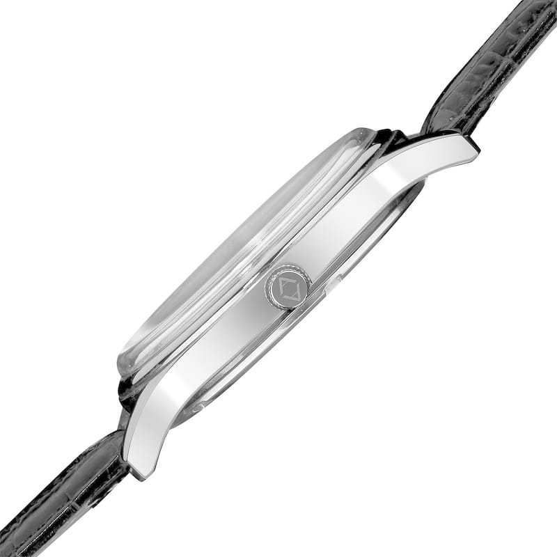 Akribos XXIV Men's Stainless Steel Swiss Quartz Leather-Silver-Tone Strap Watch