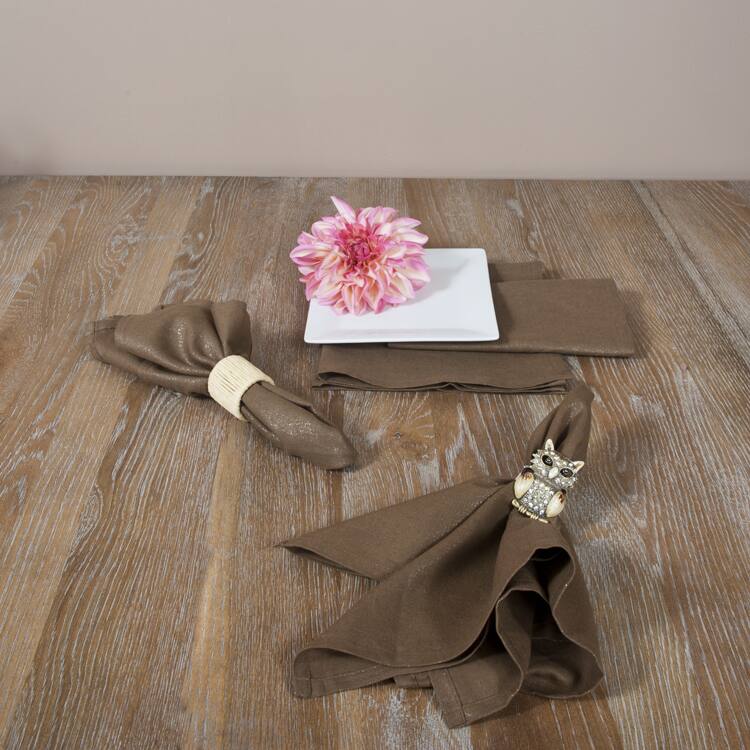 Brown with Silver Glitter Classic Napkins (Set of 4)