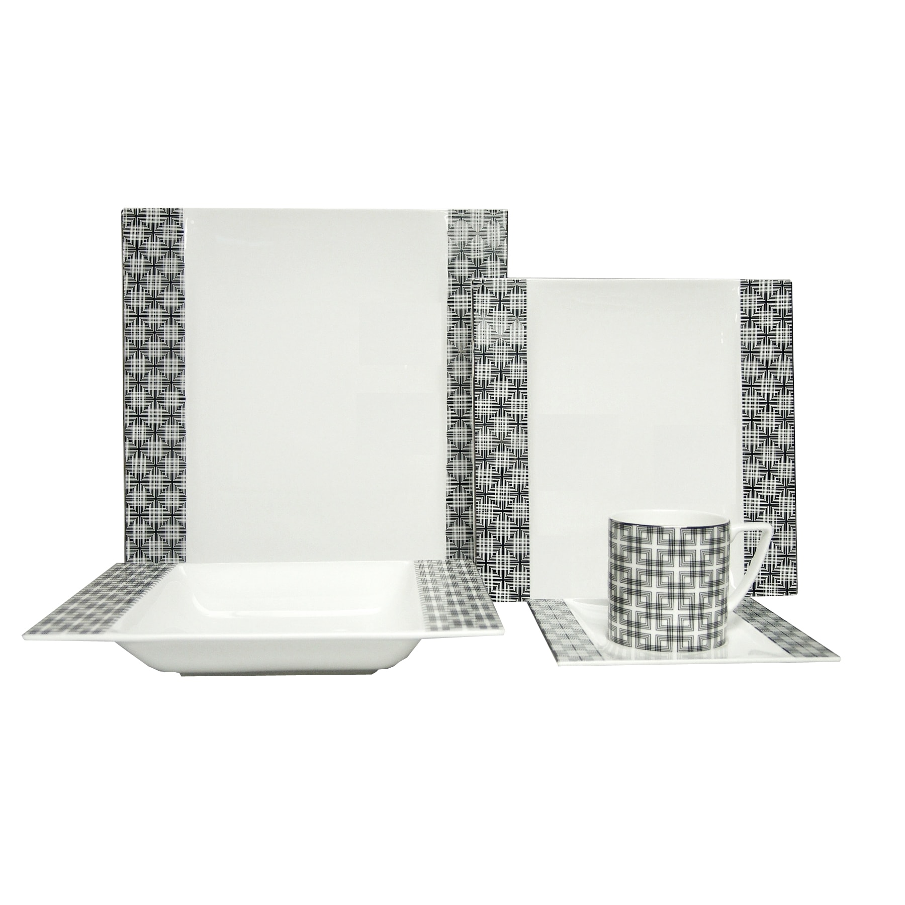 Red Vanilla Stella Luna 5 piece Place Setting (Bone china Casual china YesFine china YesMicrowave safe Yes Oven safe Yes up to 200 degreesCare instructions Dishwasher and microwave safeSet Includes One (1) 10.5 inch square dinner plateOne (1) 8 inch