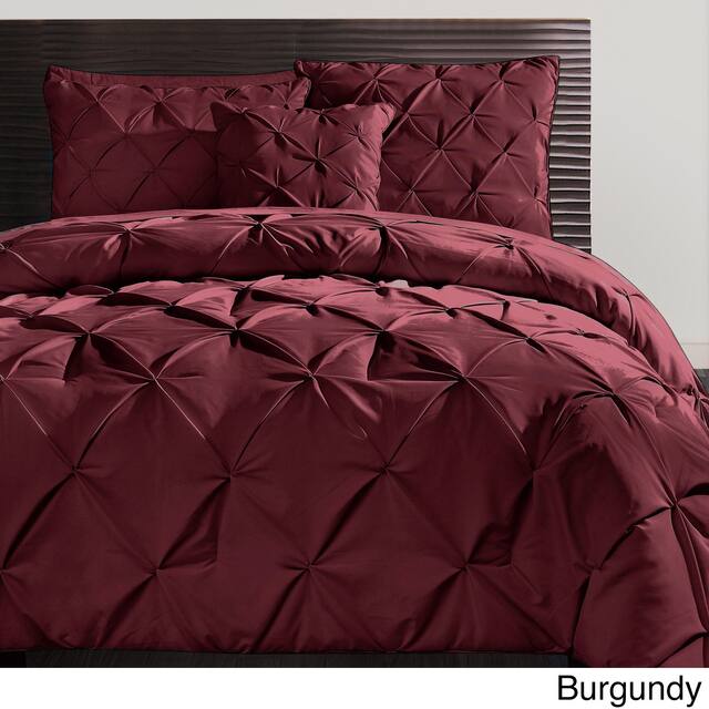 VCNY Carmen Pintuck Tufted Solid Color 4-piece Comforter Set - Queen-Burgundy