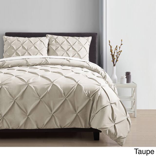 VCNY Carmen Pintuck Tufted Solid Color 4-piece Comforter Set - King-Taupe
