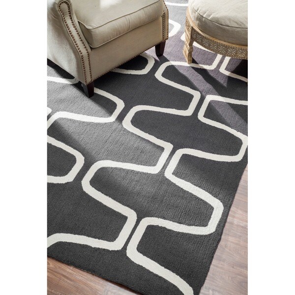 nuLOOM Handhooked Moroccan Trellis Grey Wool Rug (6' x 9') 6' x 9' Overstock 7260219
