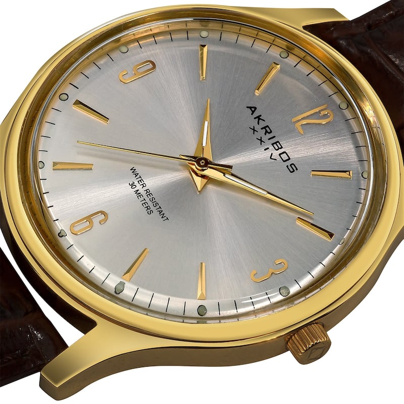 Akribos XXIV Men's Stainless Steel Swiss Quartz Gold-Tone Strap Watch