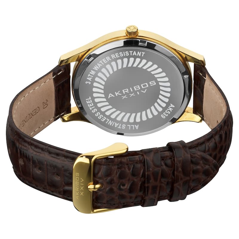 Akribos XXIV Men's Stainless Steel Swiss Quartz Gold-Tone Strap Watch