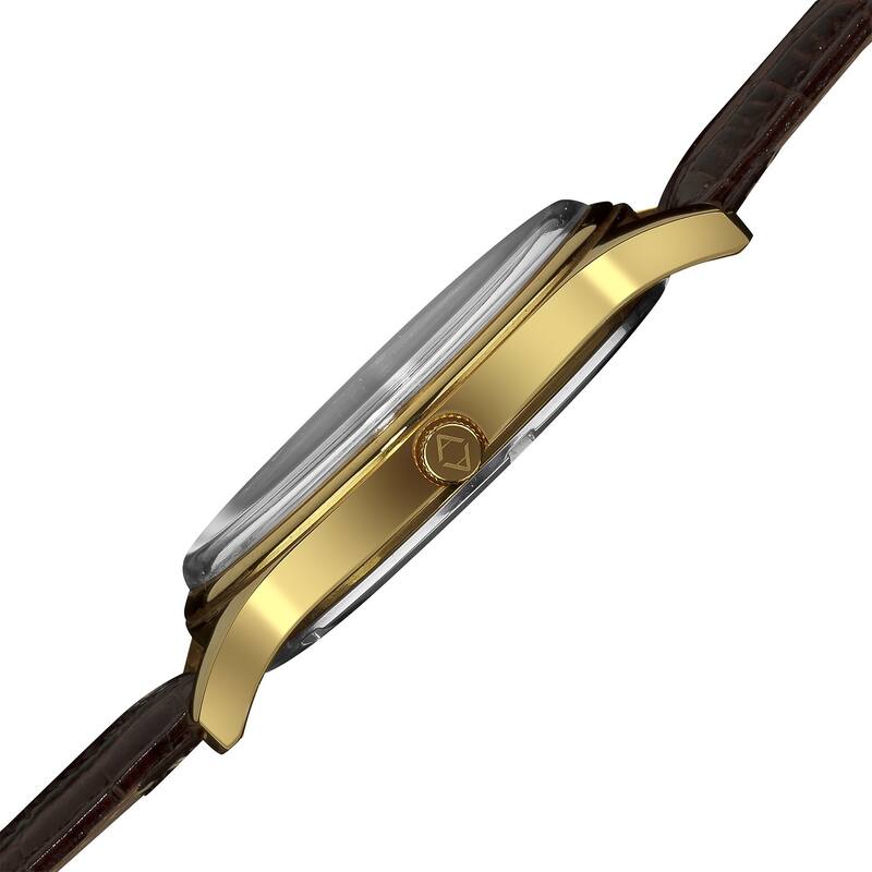 Akribos XXIV Men's Stainless Steel Swiss Quartz Gold-Tone Strap Watch