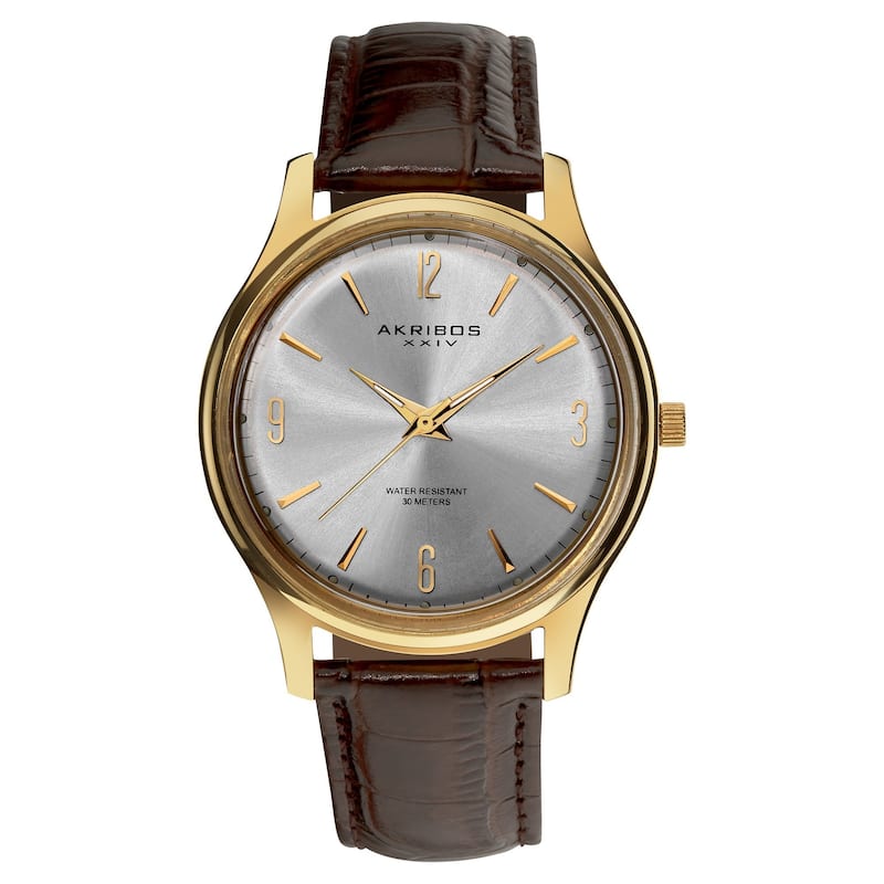 Akribos XXIV Men's Stainless Steel Swiss Quartz Gold-Tone Strap Watch