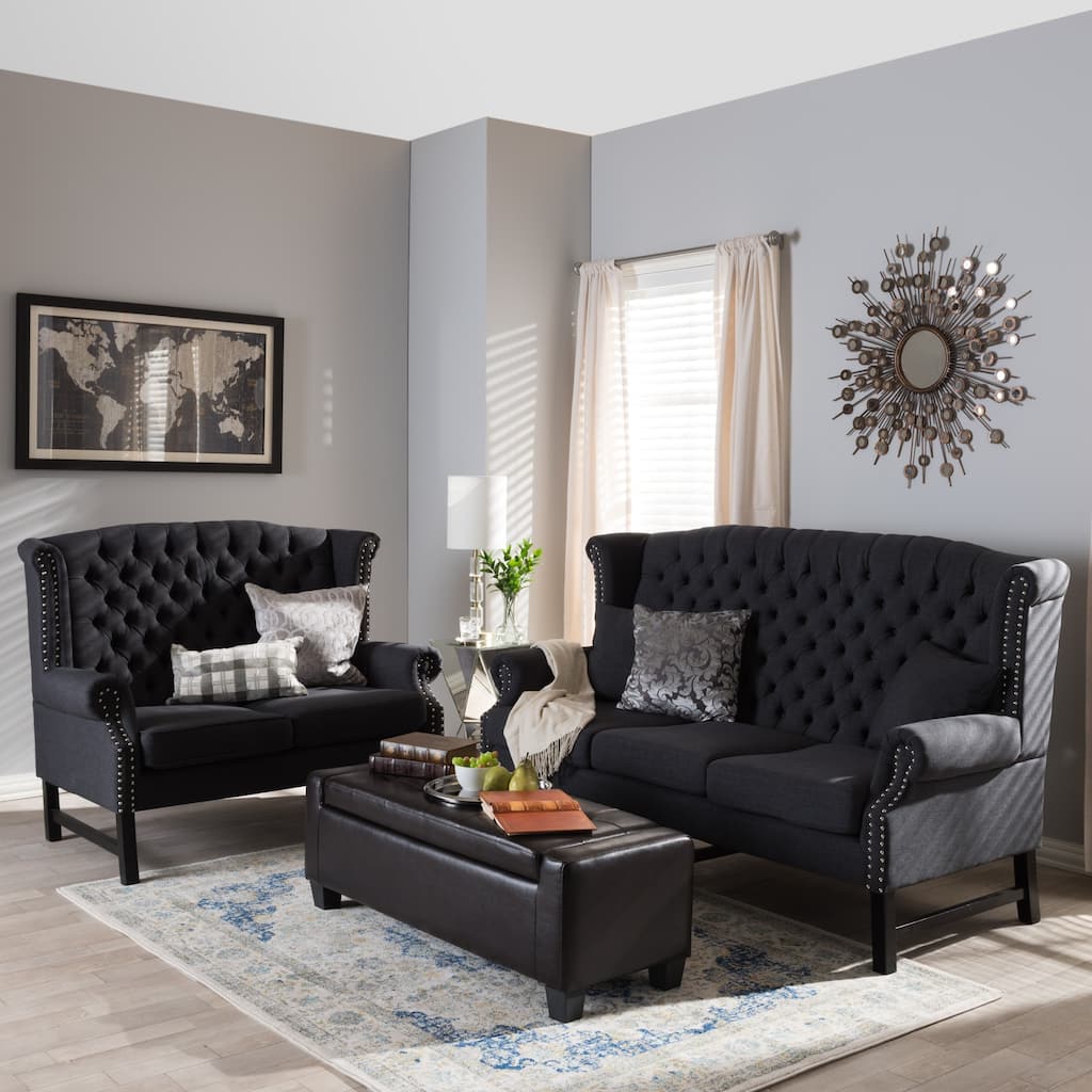 Sussex Dark Gray Linen Sofa Set