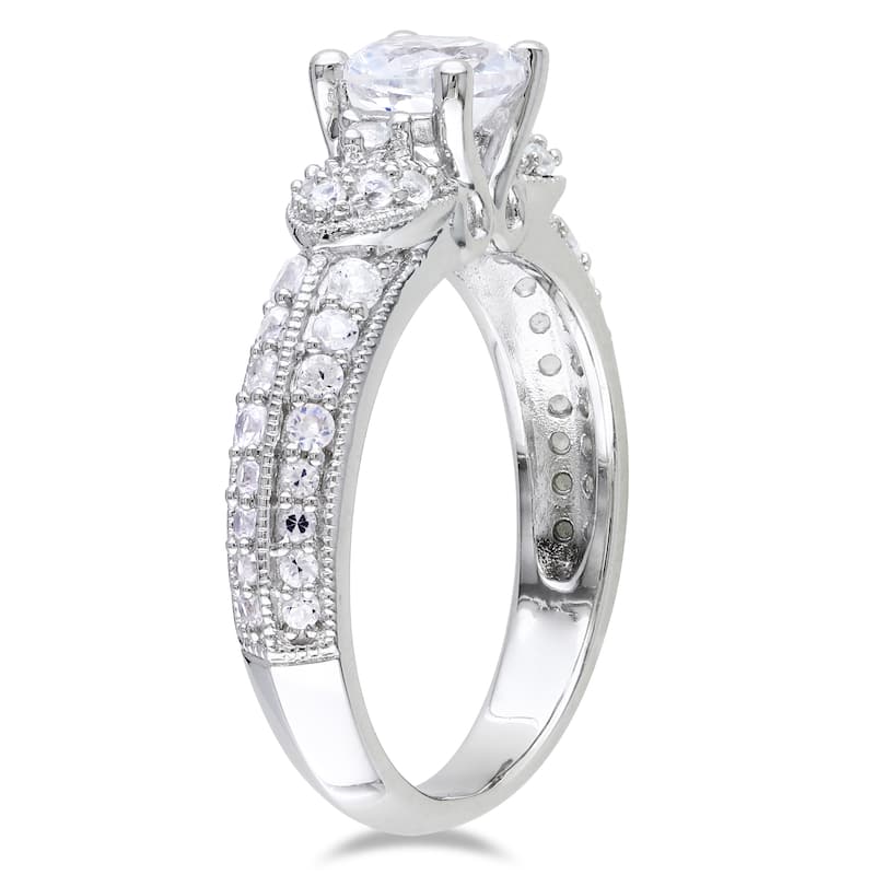 Miadora Sterling Silver Black Spinel or Sapphire Engagement Ring