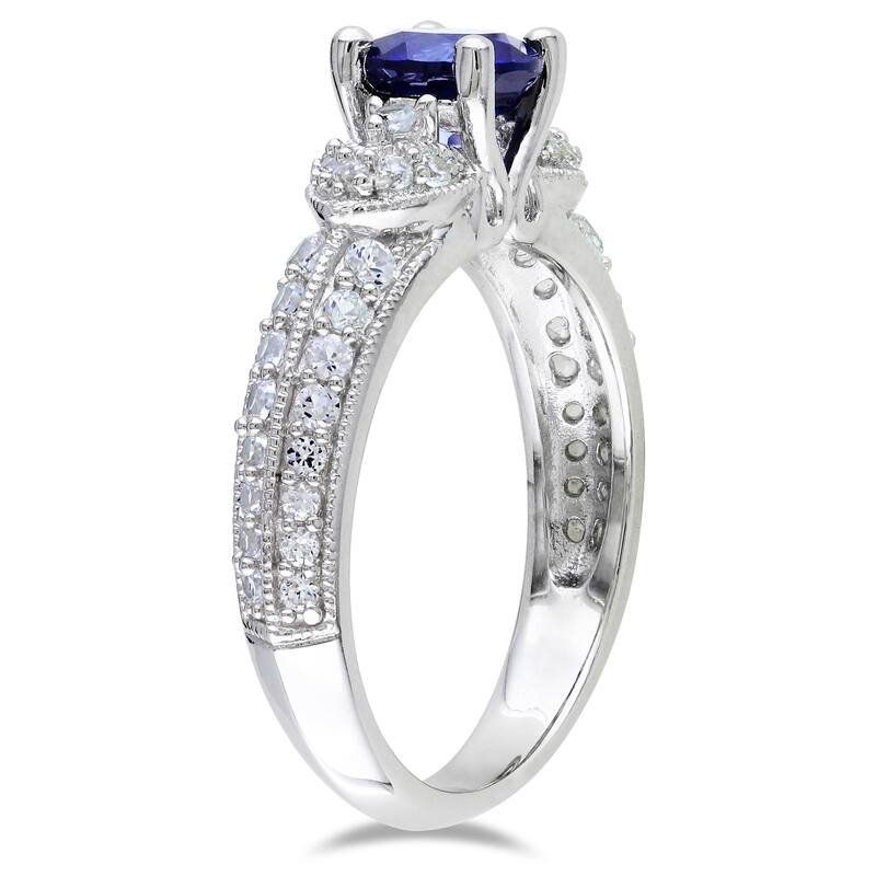 Miadora Sterling Silver Black Spinel or Sapphire Engagement Ring