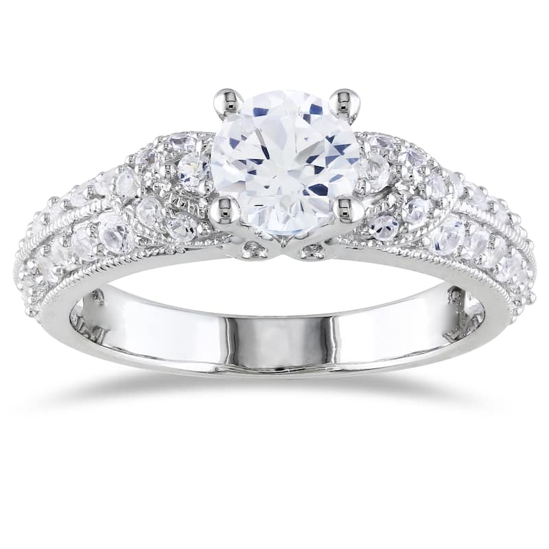 Miadora Sterling Silver Black Spinel or Sapphire Engagement Ring
