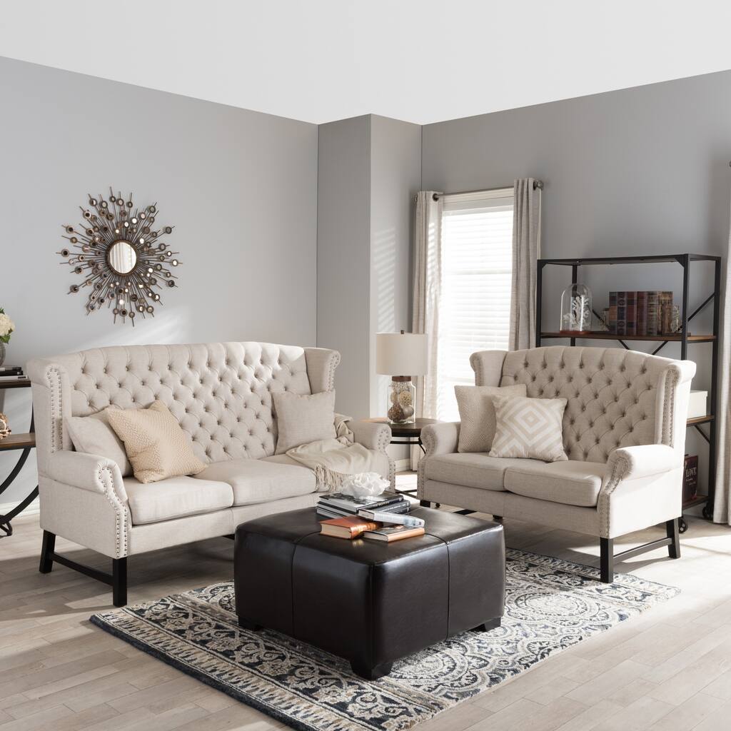 Sussex Beige Linen Sofa Set