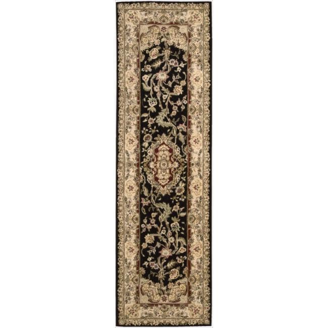 Nourison 2000 Hand tufted Tabriz Traditional Black Rug (23 X 8)