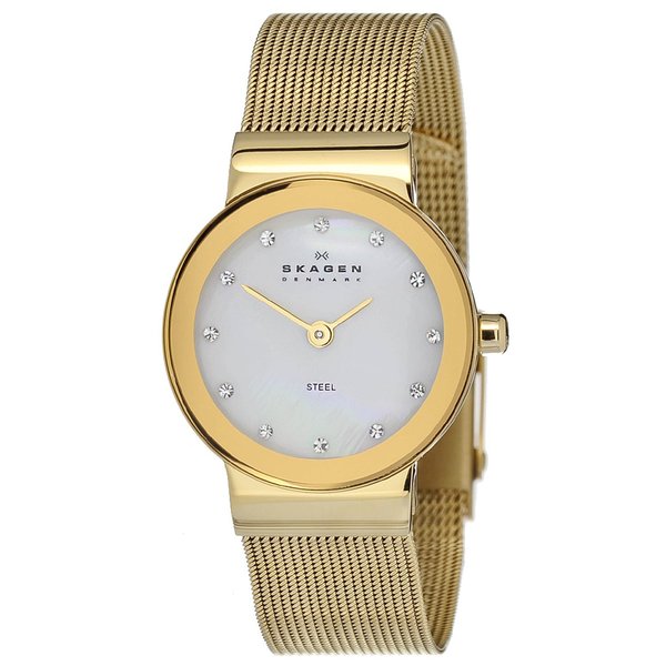 Skagen Women's Goldtone Mesh Bracelet MOP Dial Watch Free Shipping