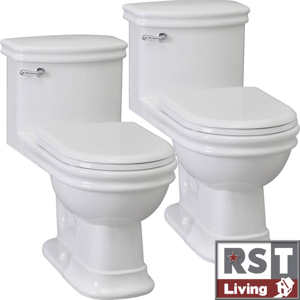 RST Living Wilshire One-Piece White Designer Set Toilet by Icera (Set of 2)