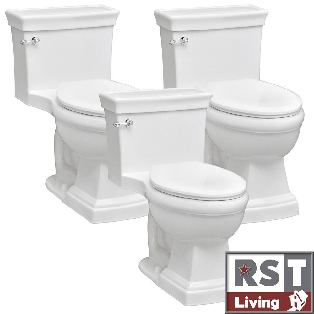 RST Living Julian One-Piece White Toilet Contractor Set (Set of 3)