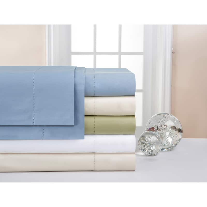 Pointehaven Pima Cotton 600 Thread Count Deep Pocket Bed Sheet Set - Dusty Blue - Extra Deep Pocket/Deep Pocket - 4 Piece - King