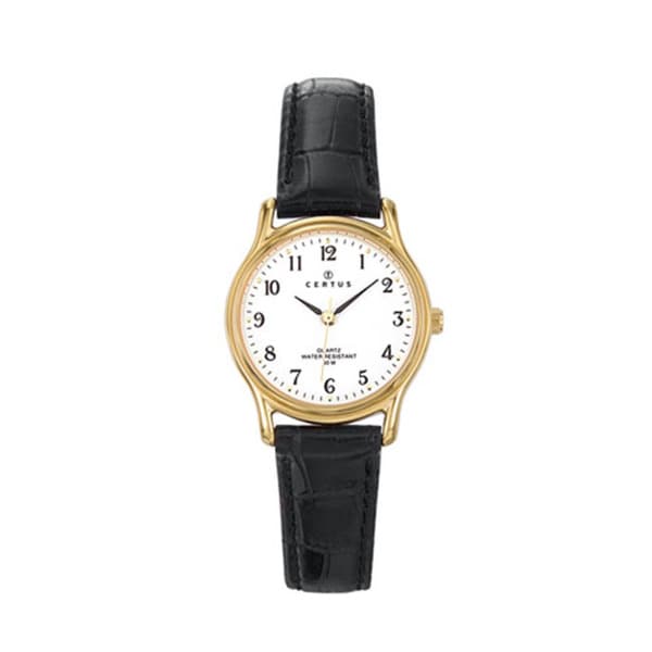 Certus Paris Women's Brass Black Calfskin White Dial Watch Certus Paris Women's More Brands Watches