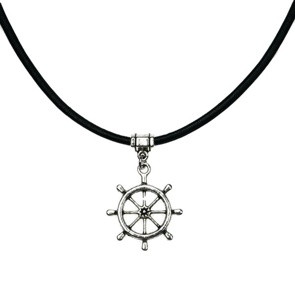 Jewelry by Dawn Ships Wheel Greek Leather Necklace Jewelry by Dawn Necklaces